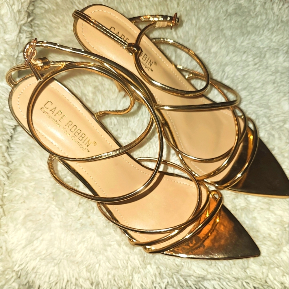 Gold wrap around heels size 9